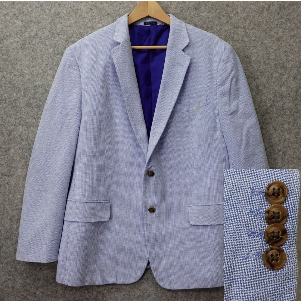 Basket Weave Tweed Sport Coat Mens 40S Blue Classic Blazer Jacket Light STAFFORD